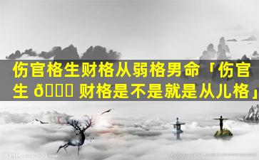 伤官格生财格从弱格男命「伤官生 🐟 财格是不是就是从儿格」